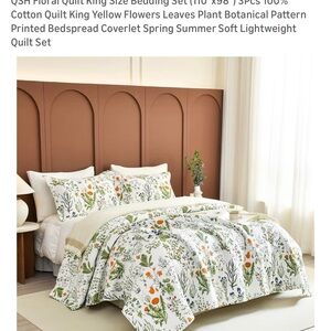 Botanical Floral Quilt Set - Cream and Green
